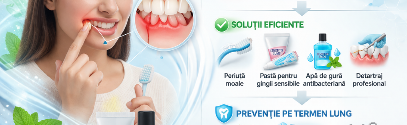 Tratament pentru gingii sensibile: cauze, soluții și prevenție Tratament pentru gingii sensibile: cauze, soluții și prevenție