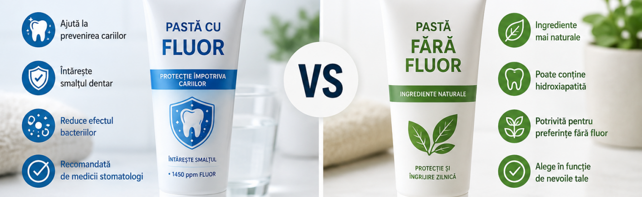 Pastă cu fluor vs fără fluor – care este alegerea potrivită pentru dinții tăi? Pastă cu fluor vs fără fluor – care este alegerea potrivită pentru dinții tăi?