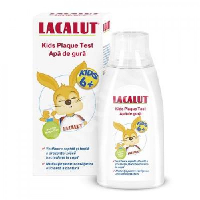 Apa de gura LACALUT pentru copii peste 6 Kids Plaque Test 300 ml